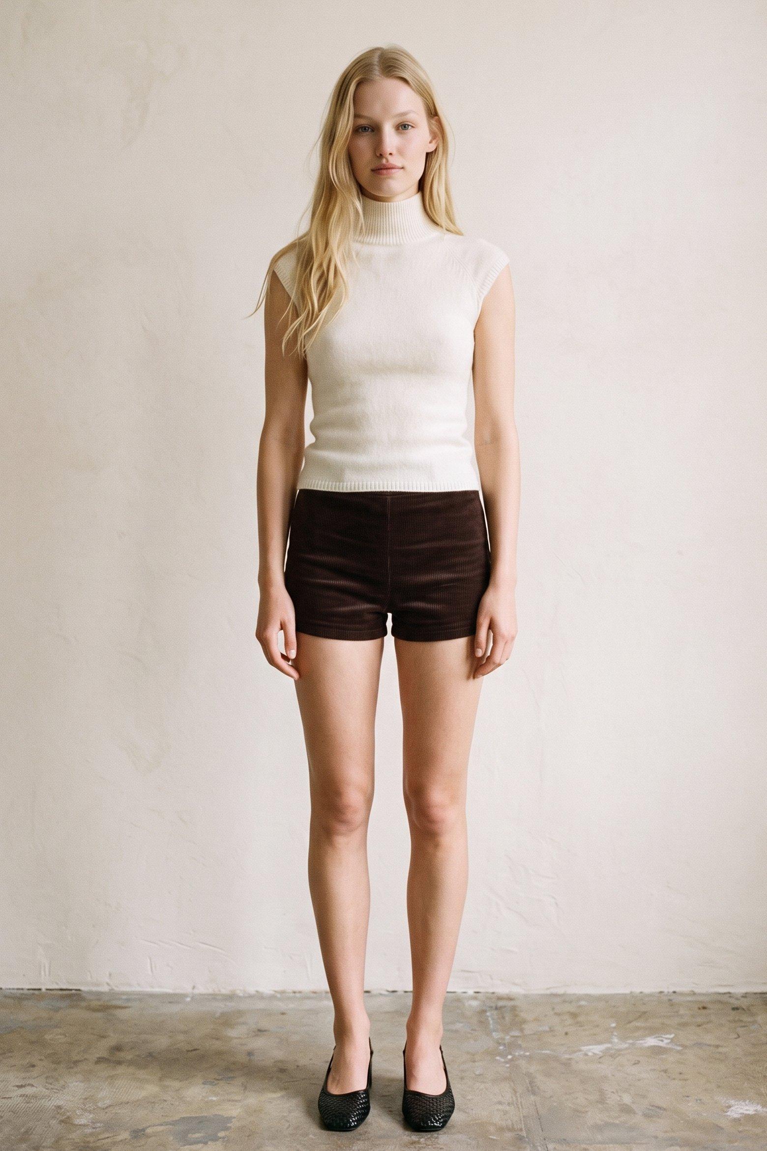 Cropped Oversized Mini Skirt (Corduroy Low Waist Booty Shorts) image