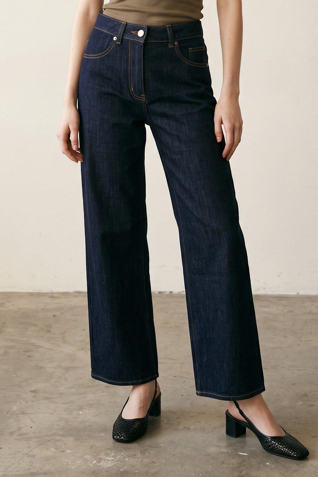 Loose Fit Denim Jeans (Denim Loose Fit Jeans With Cow Print)