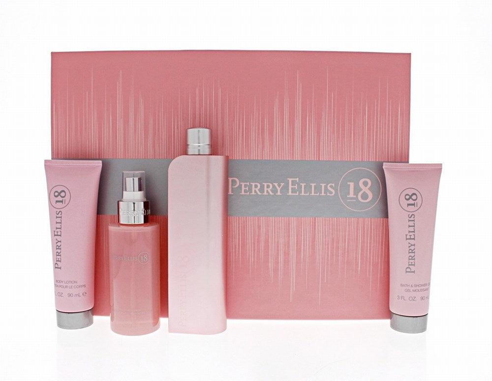 Perry Ellis 18 W H B Li Free 4PC Set 3.4OZ EDP Sp 4.0OZ Body Mist Sp 3.0OZ Shower Gel 3.0OZ B L image