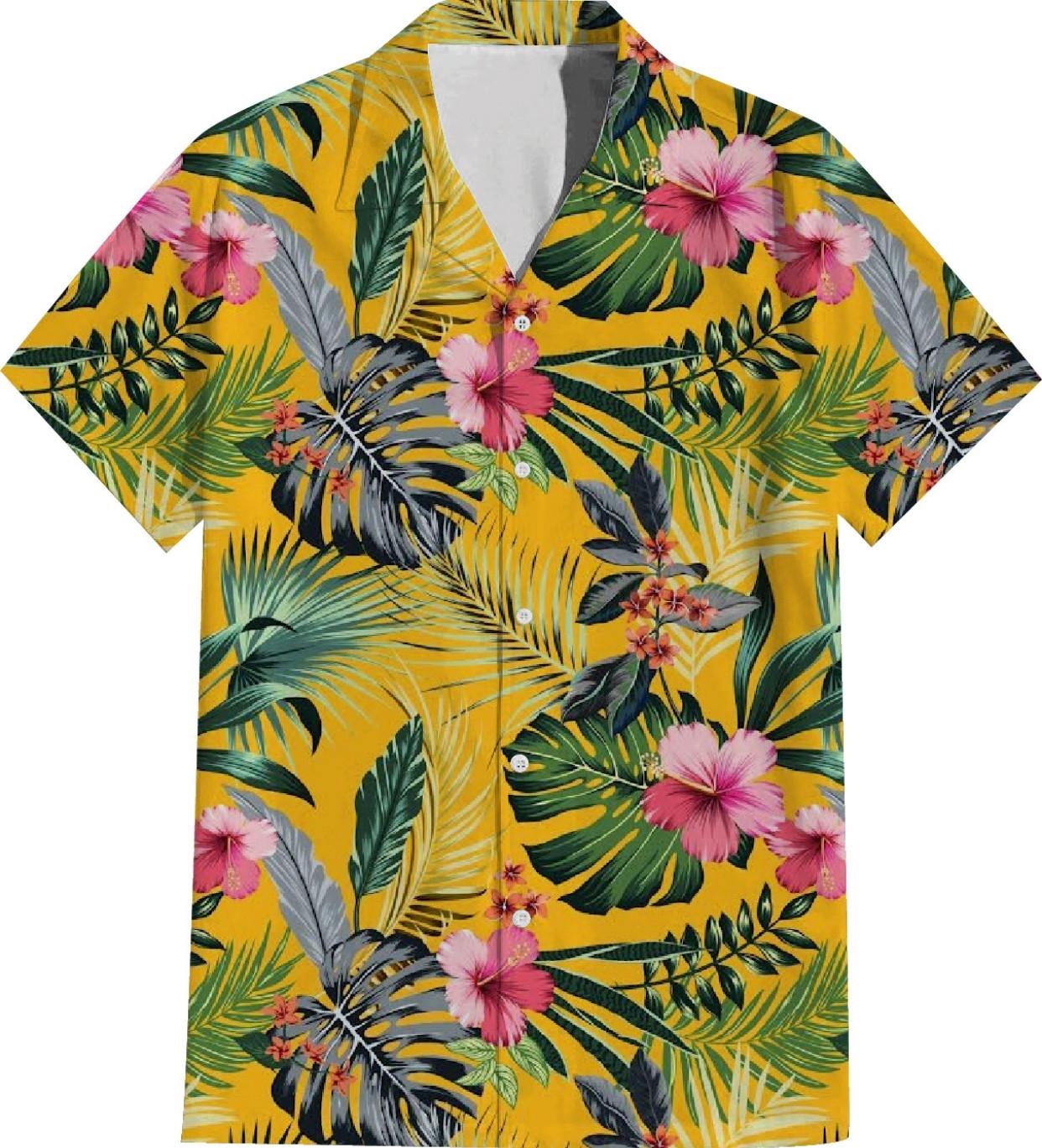 Hawaiian Shirts Plus Size Beachwear Clothing - Yellow (Pack of 12) image