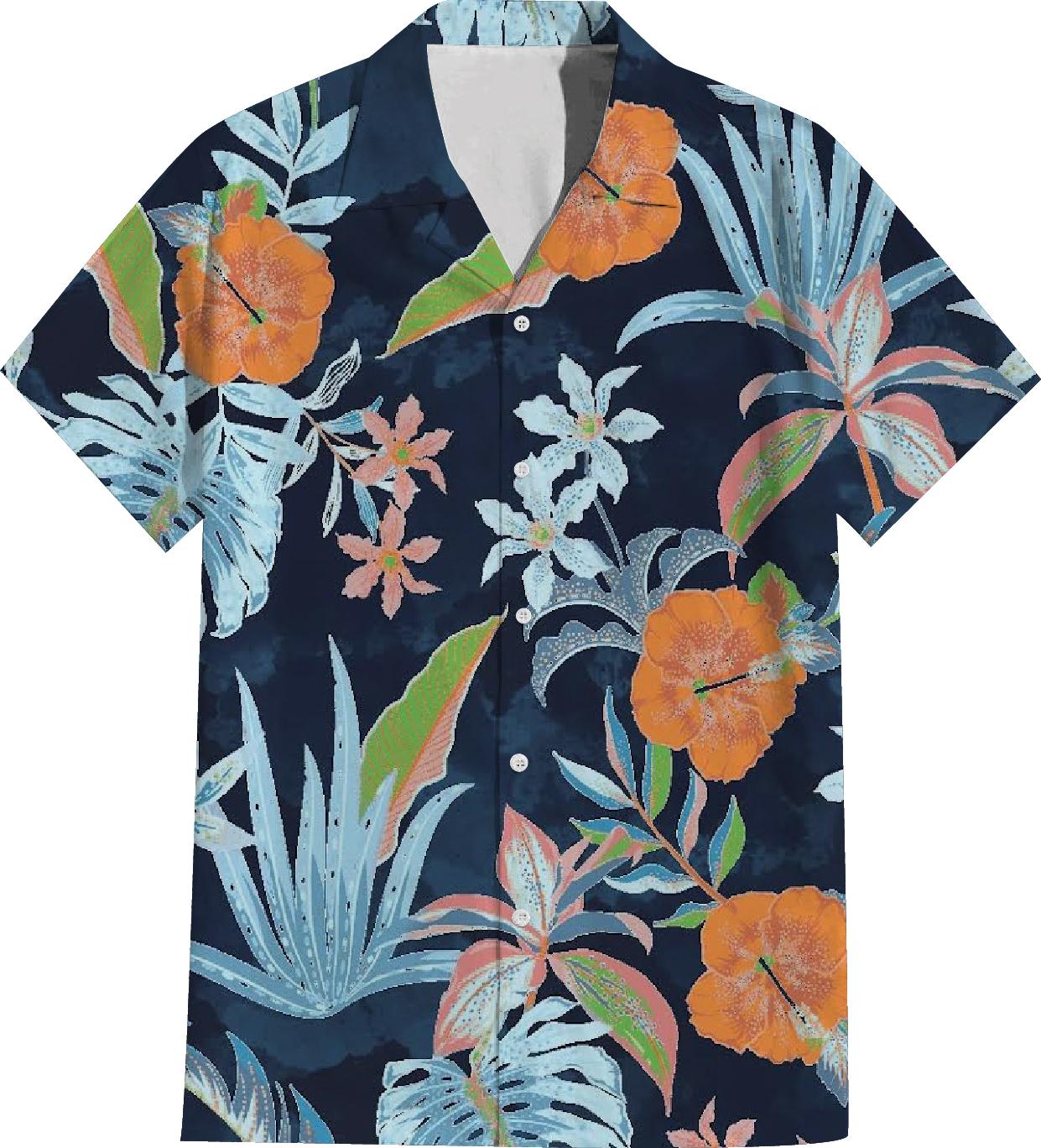 Hawaiian Shirts Plus Size Beachwear Clothing - Navy Blue (Pack of 12) image
