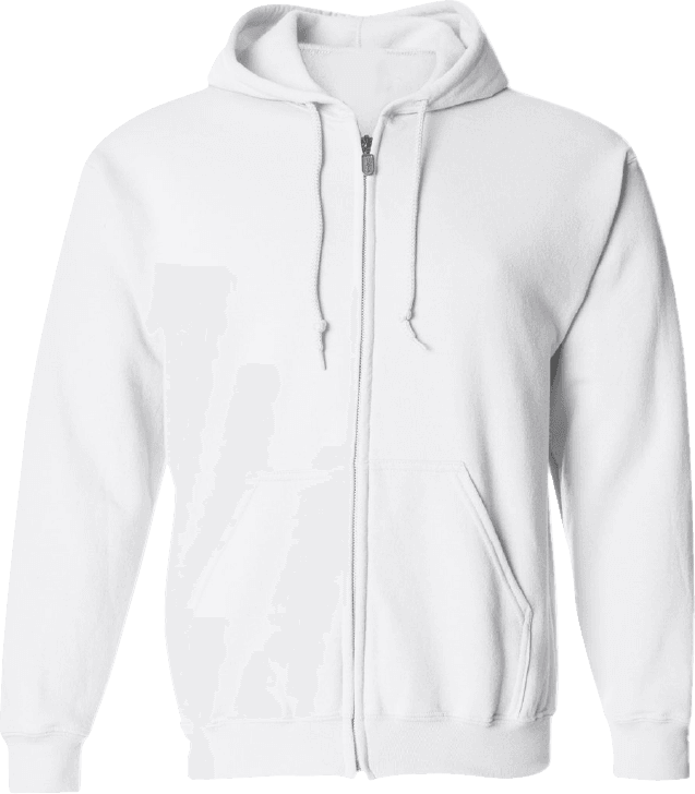 Fleece Full Zipper Hoodie - White (Pack of 12)