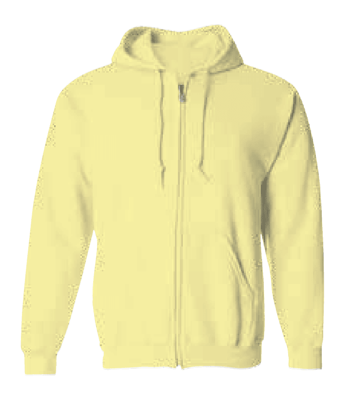 Fleece Full Zipper Hoodie - Soft Yellow (Pack of 12)