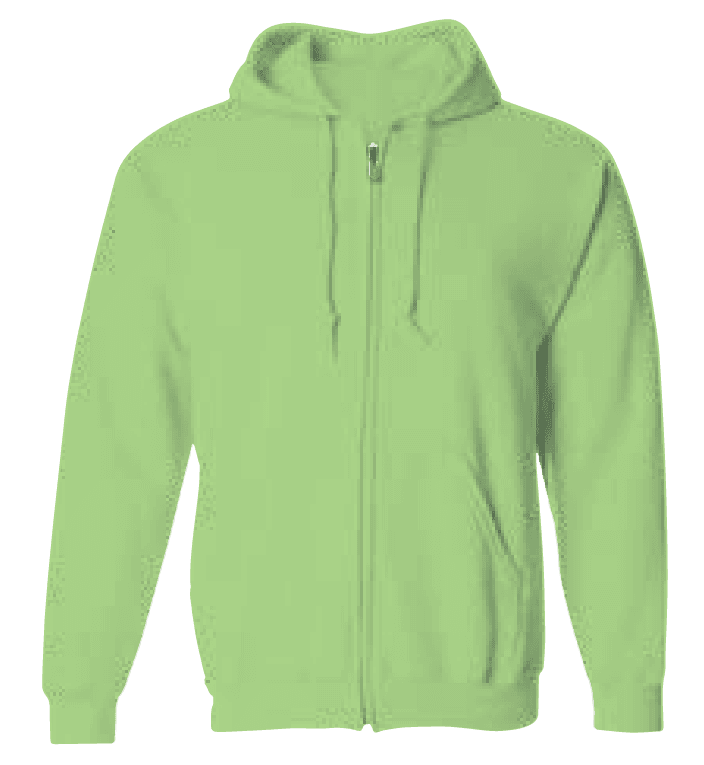 Fleece Full Zipper Hoodie - Pastel Green (Pack of 12)