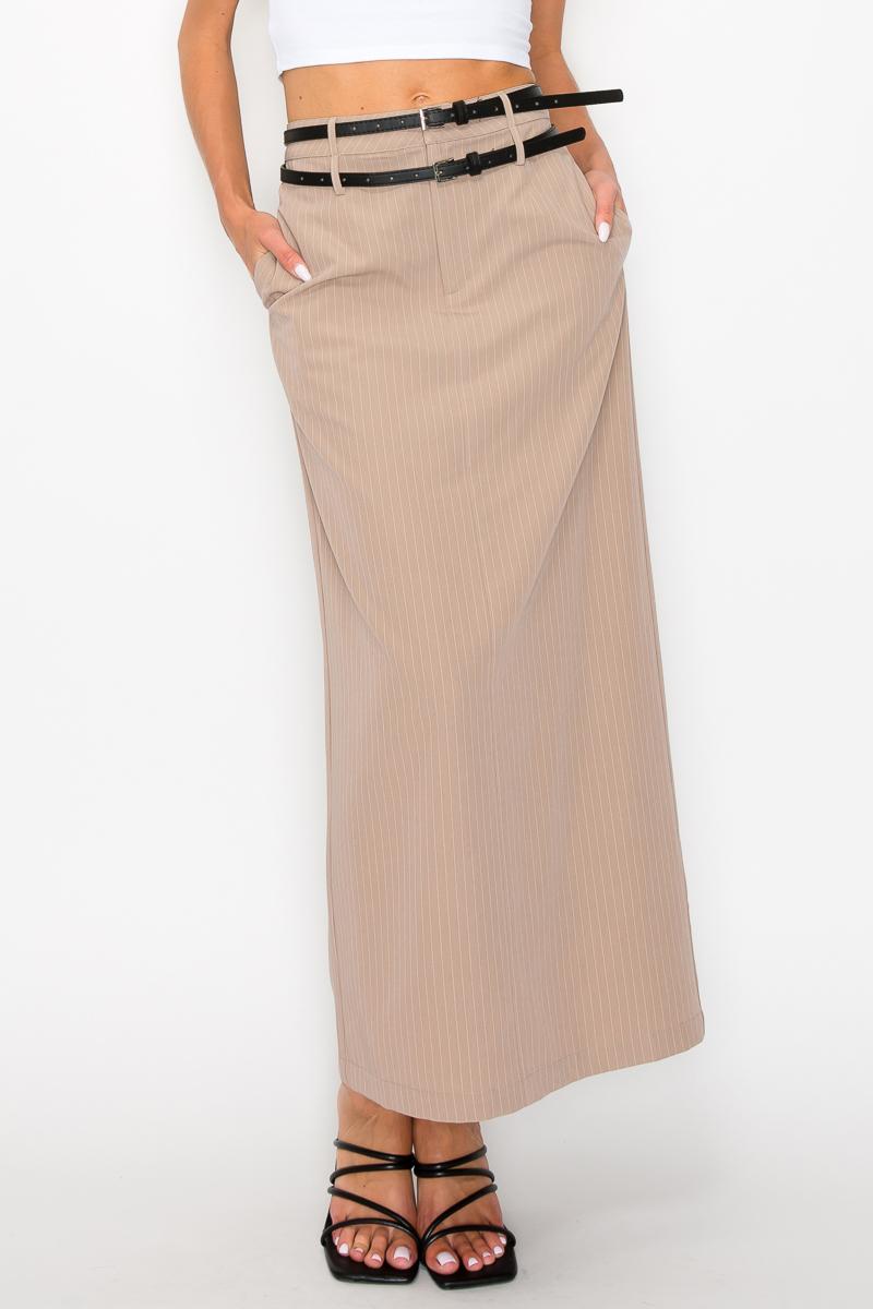 MB1185 - Double loop waist midi skirt image