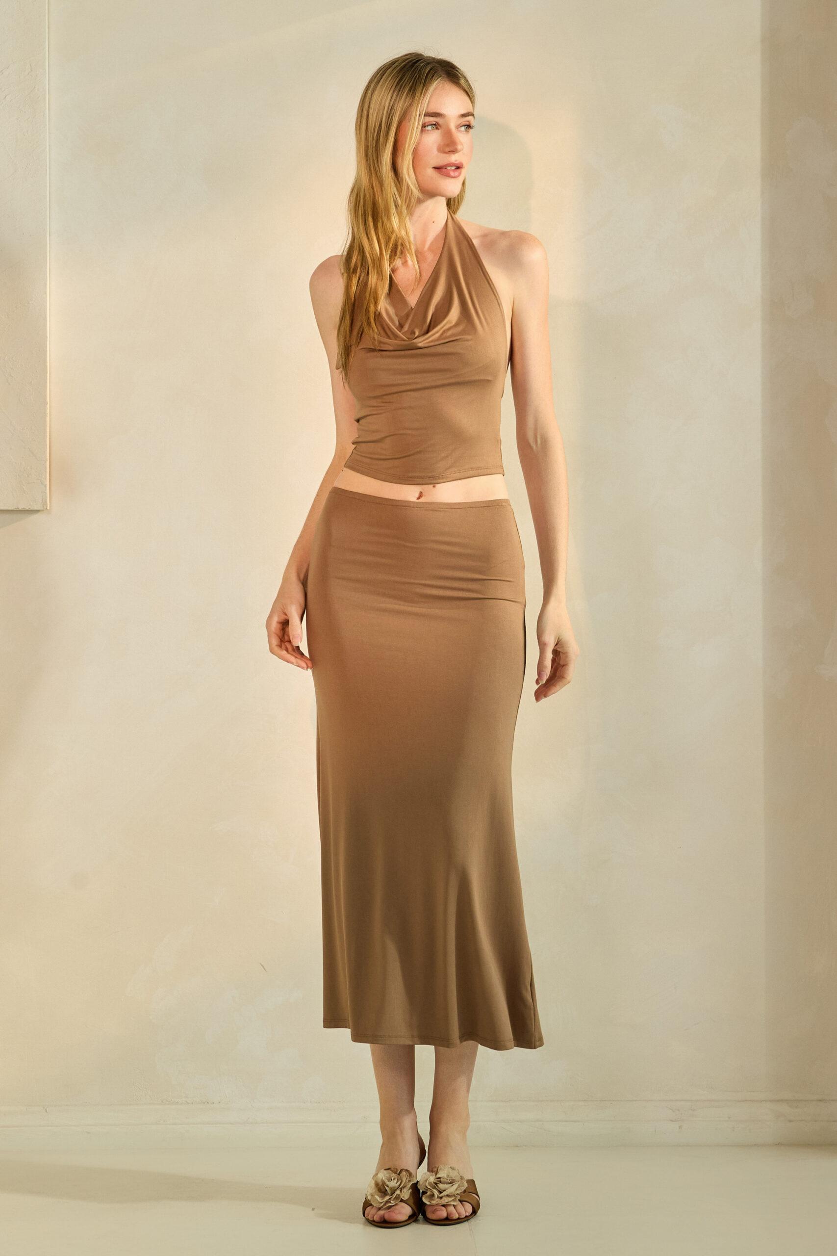MTB2415 - Drape Halter Top and Skirt Set