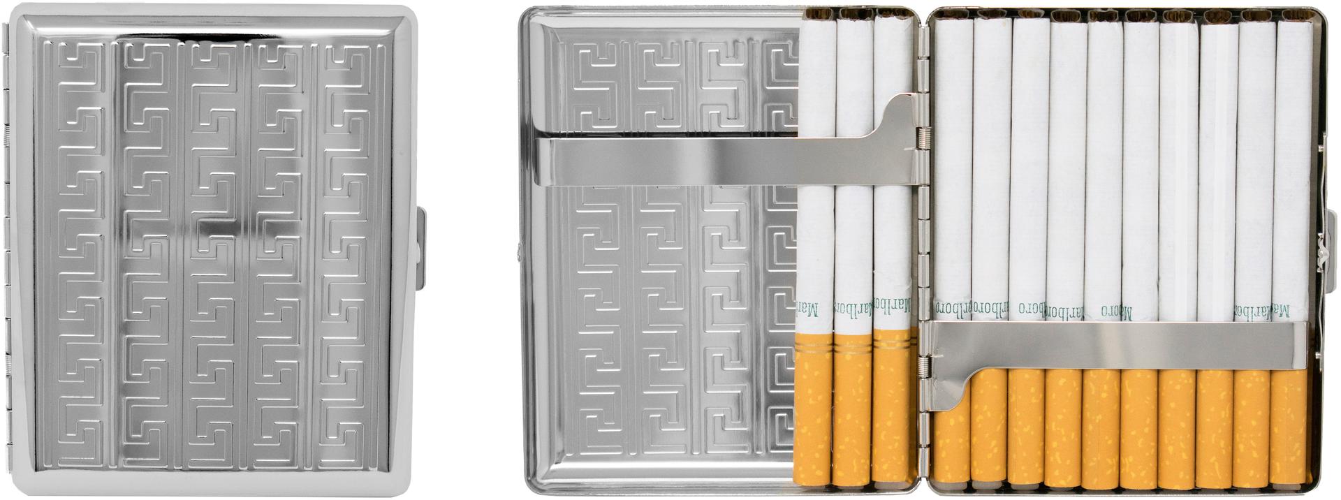Metal-Plated 100mm Cigarette Case (Silver Waves) image