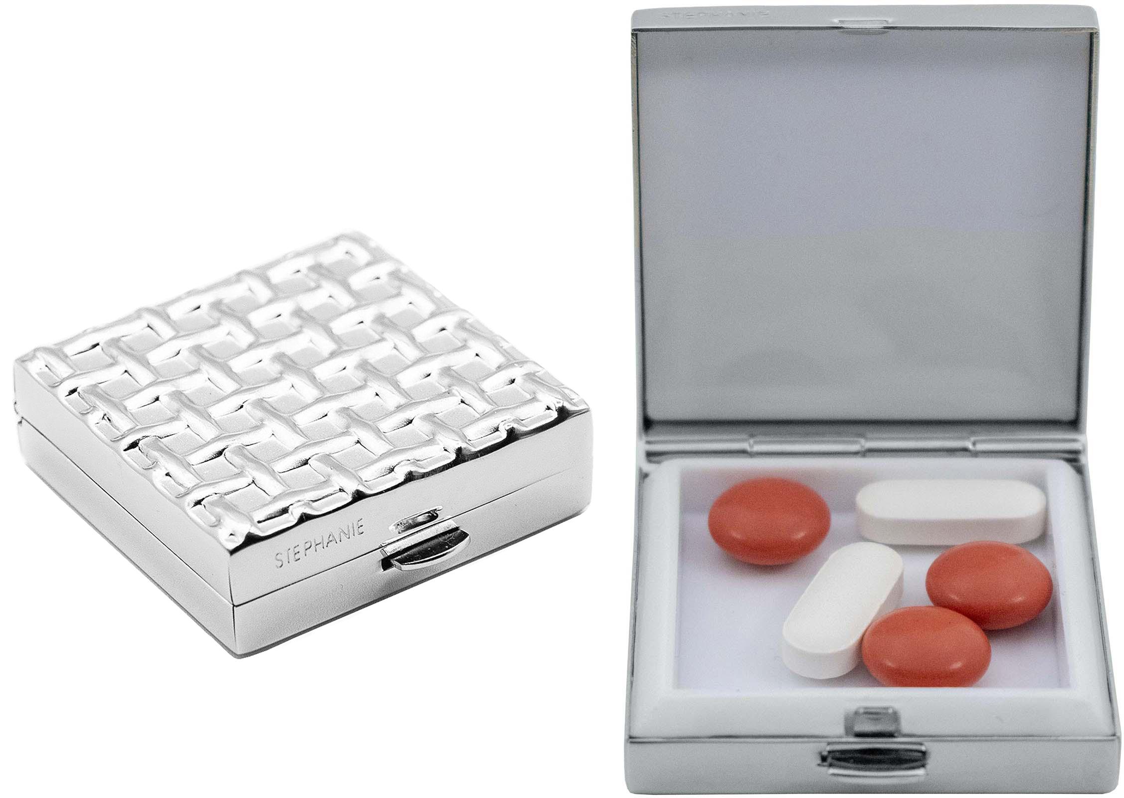 Square-Shaped Pill Boxes With 1 Compartment (Silver Waffle) image