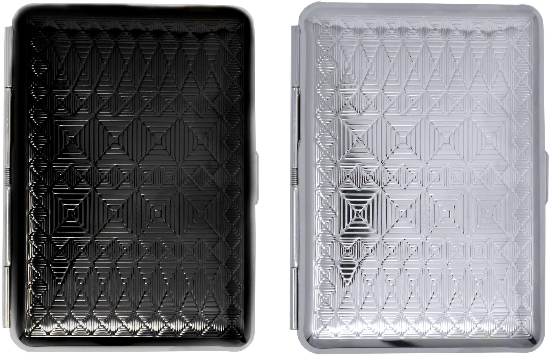 Metal-Plated Azted Pattern Compact 84mm Cigarette Case With Elastic Bands image