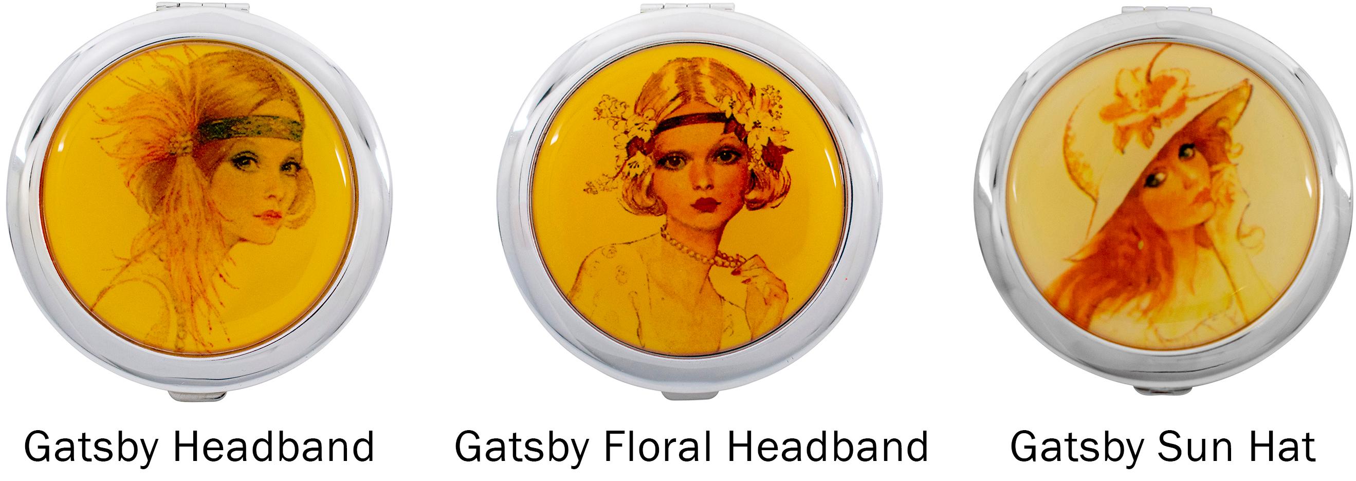 Double Sided Round Compact Mirror With Vintage Insert image