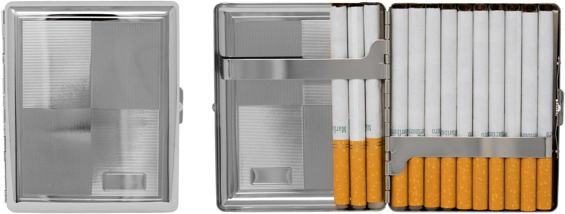 Metal-Plated 100mm Cigarette Case (Silver Panels) image