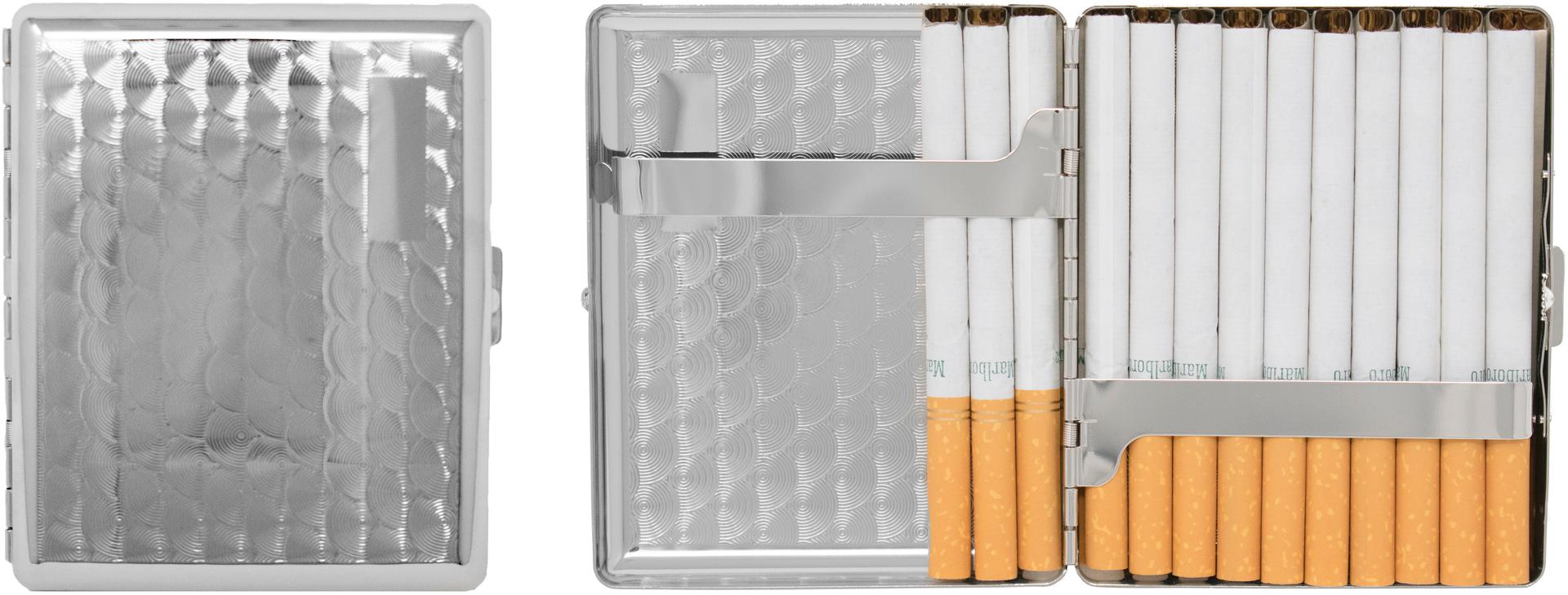 Metal-Plated 100mm Cigarette Case (Silver Swirls) image