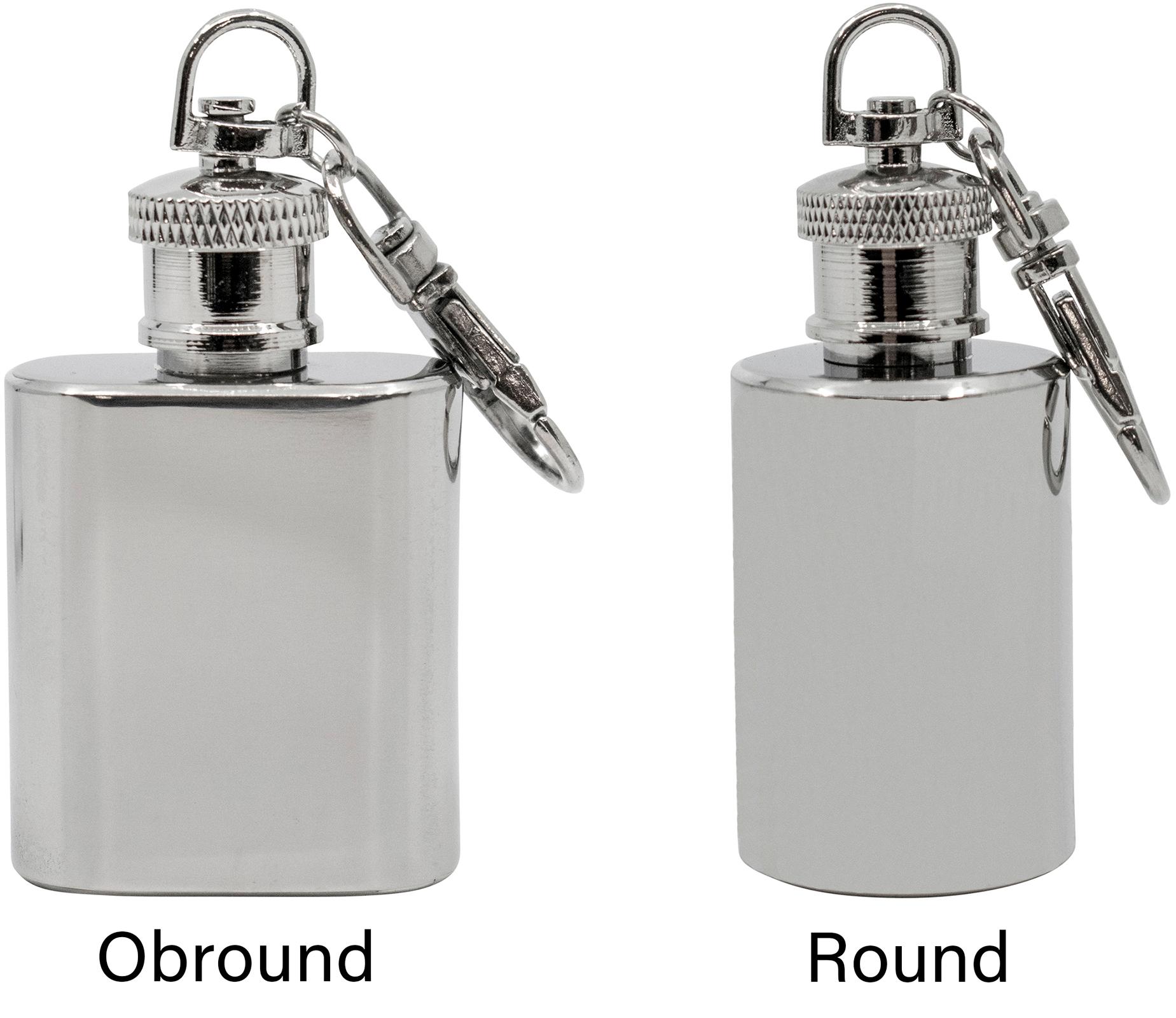 Set of 2 Mini 1 Oz Hip Flasks With Snap Hook Keychain Attachment image