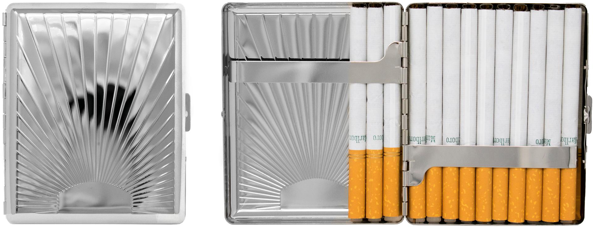 Metal-Plated 100mm Cigarette Case (Silver Sunrise) image