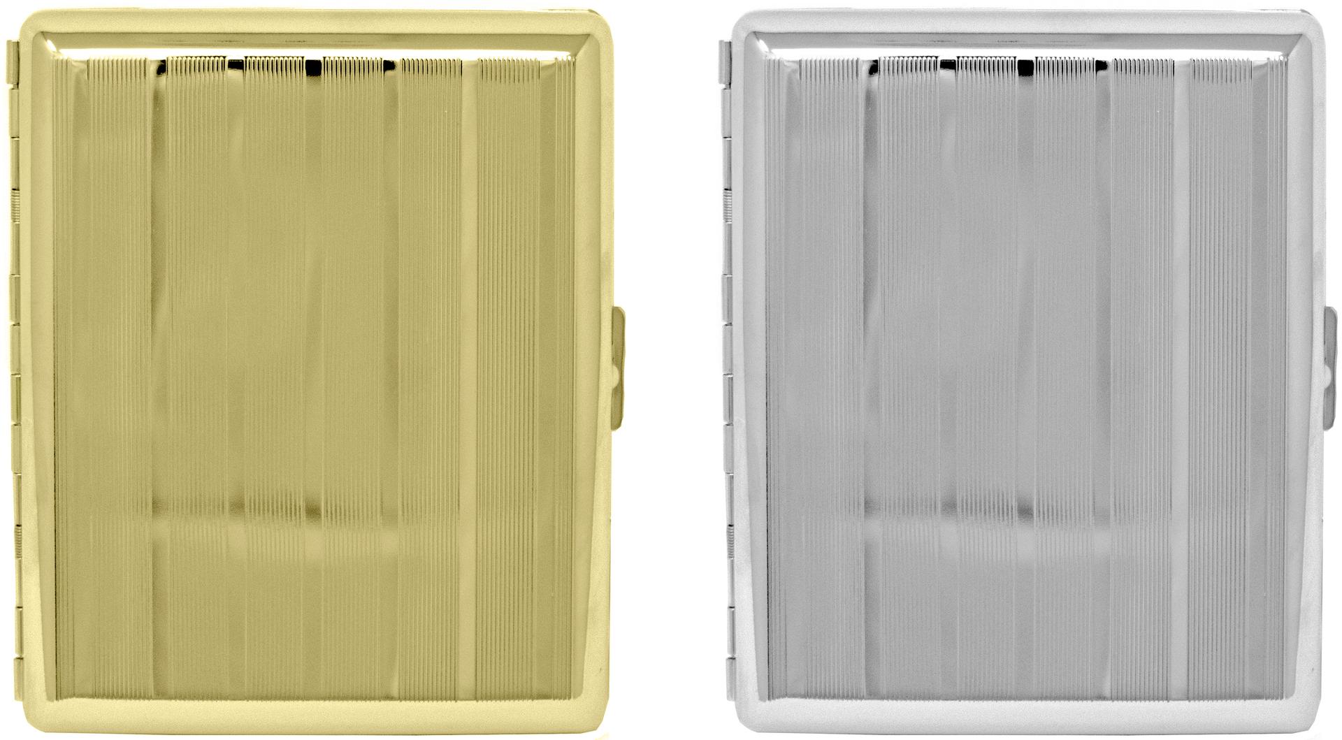 Metal-Plated 100mm Cigarette Case With Stripe Pattern image
