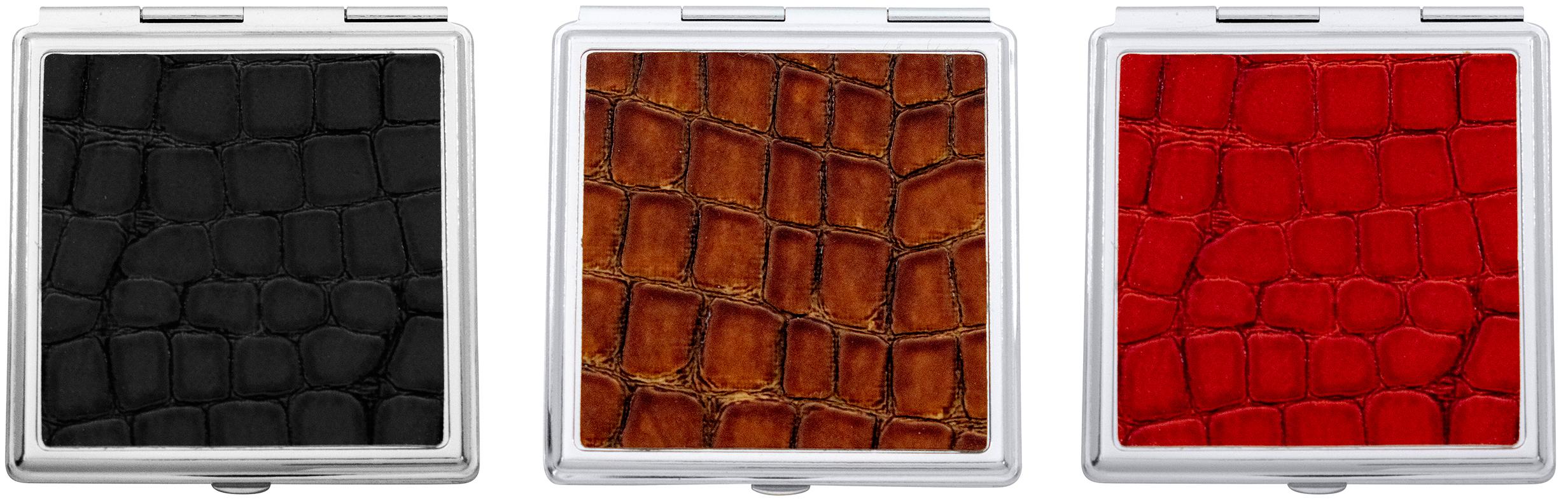 Double Sided Square Compact Mirror With Leatherette Insert image