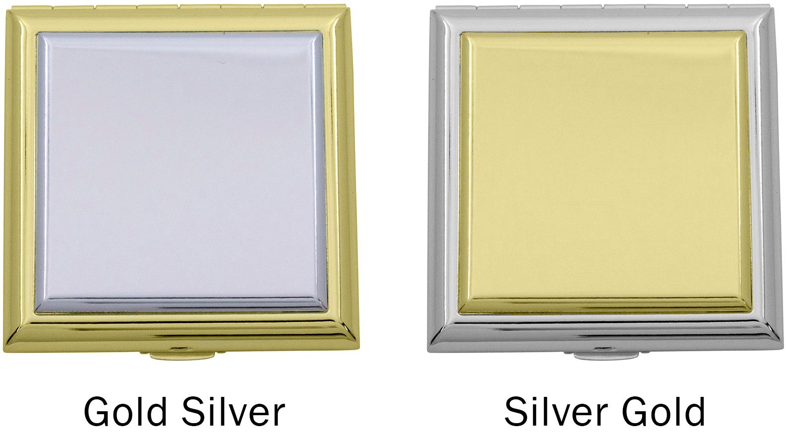 Double Sided Square Compact Mirror With Dual Color Finish image