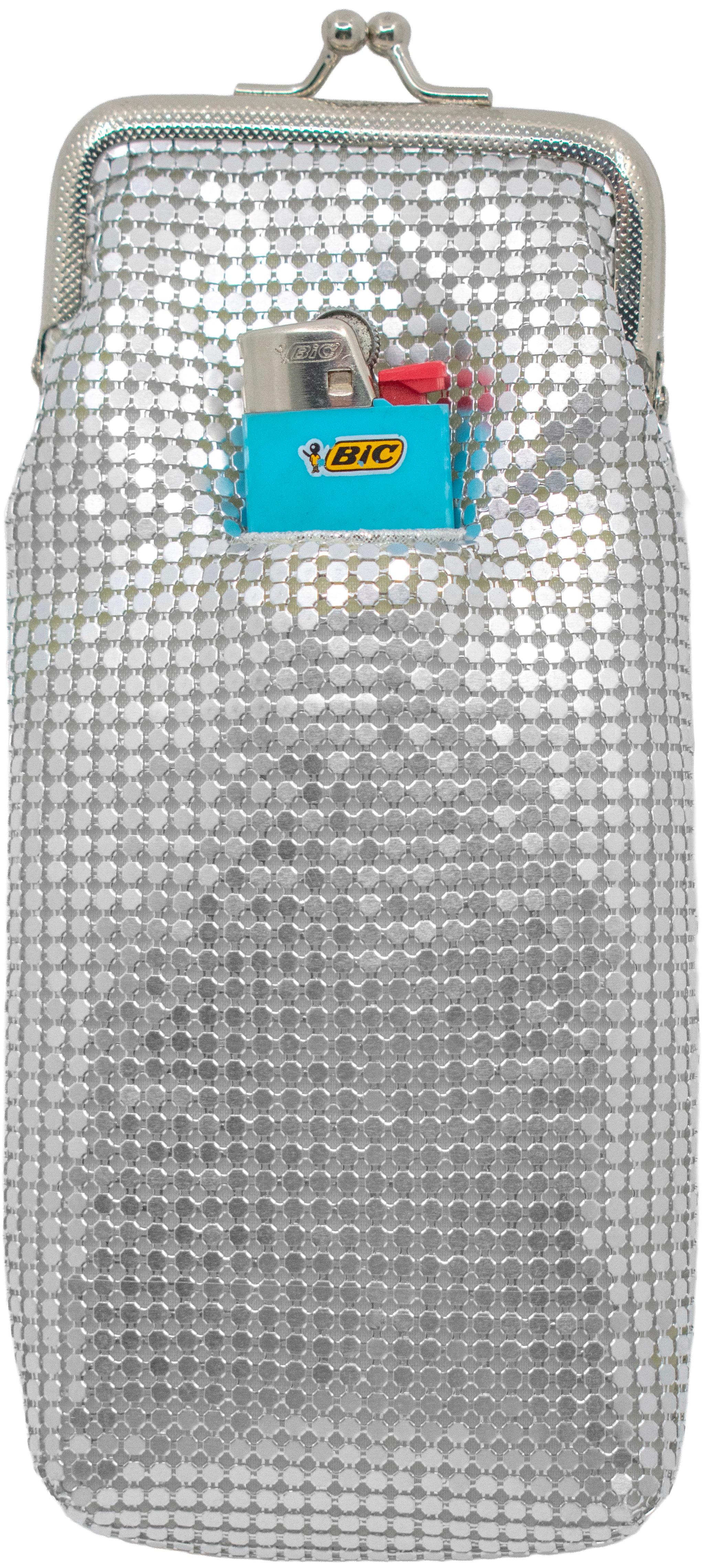 Metallic Mesh Long Cigarette Purse With Lighter Pocket (3mm, Silver) image