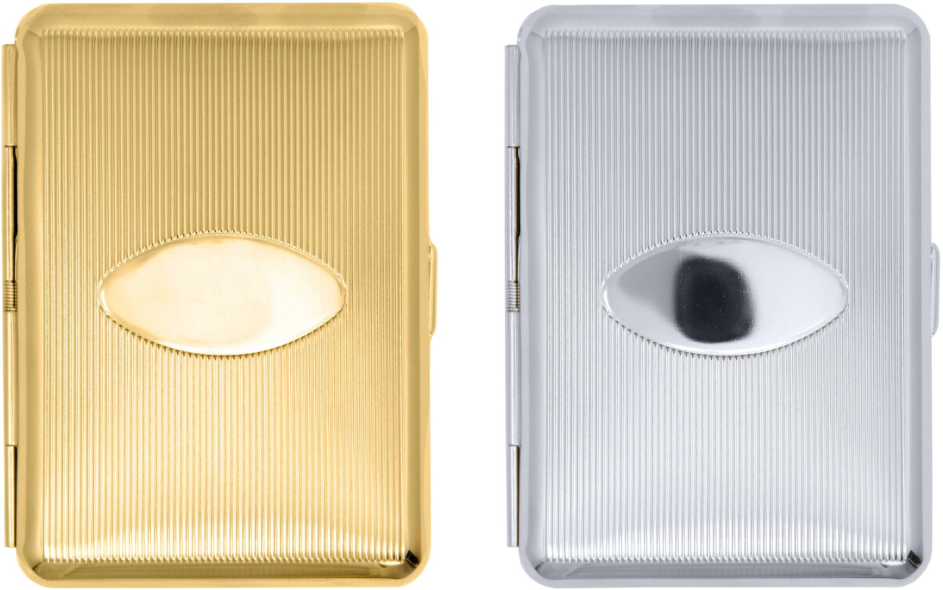 Metal-Plated Oval Pattern Compact 84mm Cigarette Case With Elastic Bands image