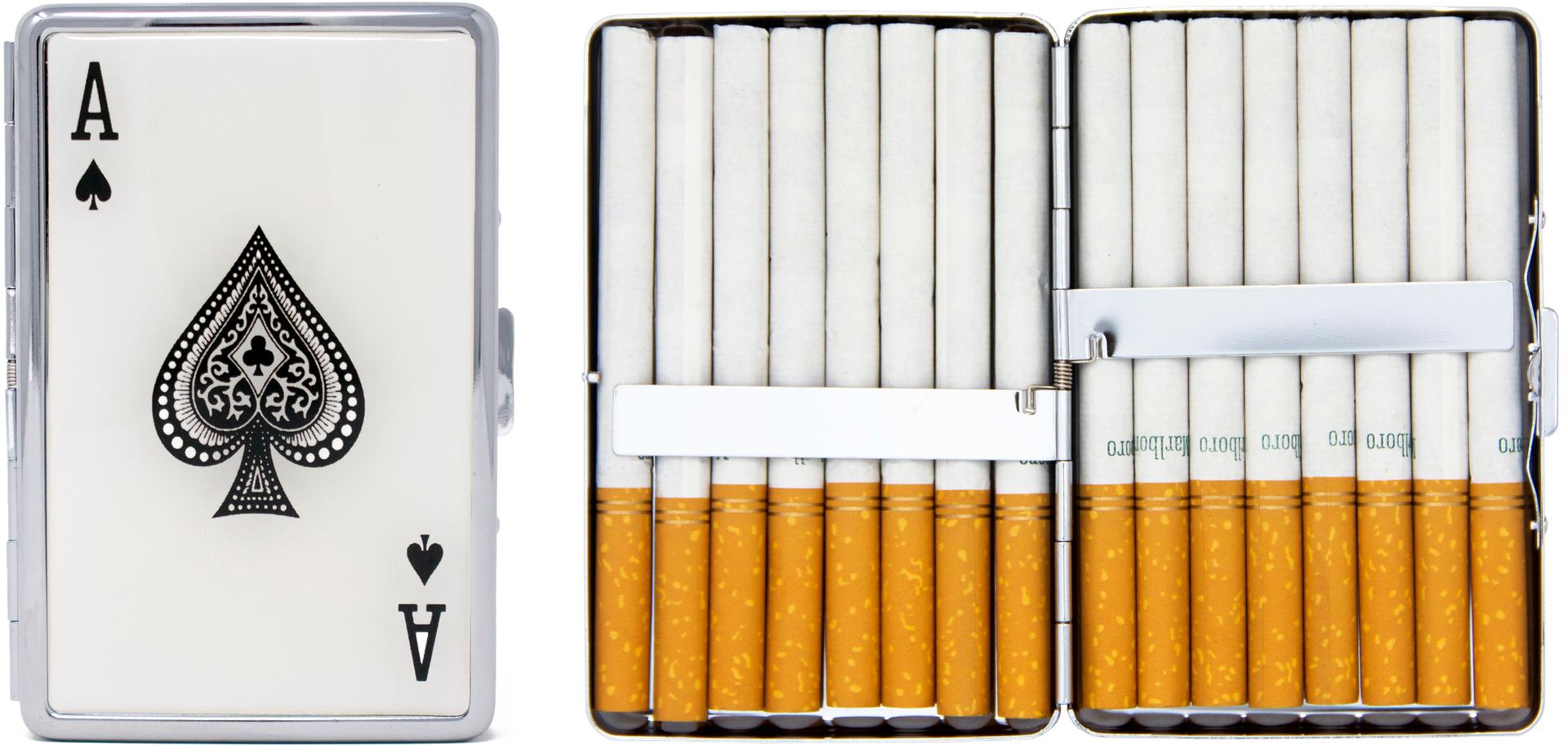 Metal-Plated Compact 100mm Cigarette Case With Insert (Ace of Spades) image
