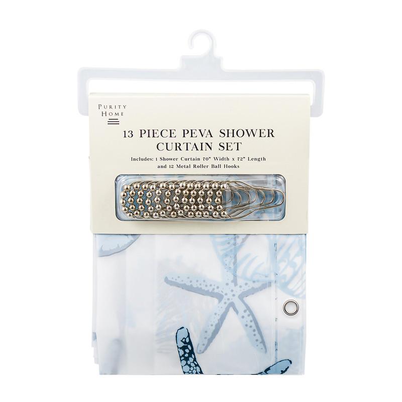 Purity Home 13 Piece PEVA Shower Curtain Set, 70in x 72in, Dione image