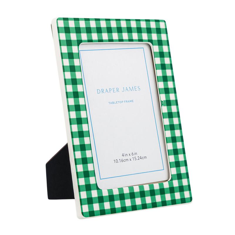 Ceramic Tabletop Photo Frame, 4in x 6in, Gingham Pattern image