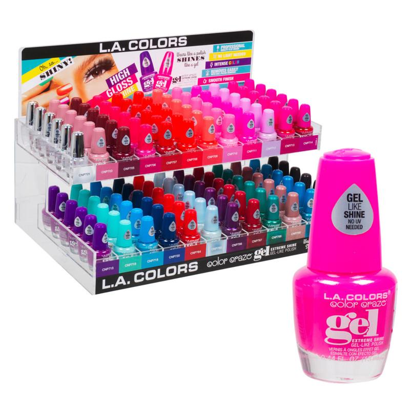 L.A. Colors Color Craze Gel Extreme Shine Gel-Like Nail Polish, Assorted