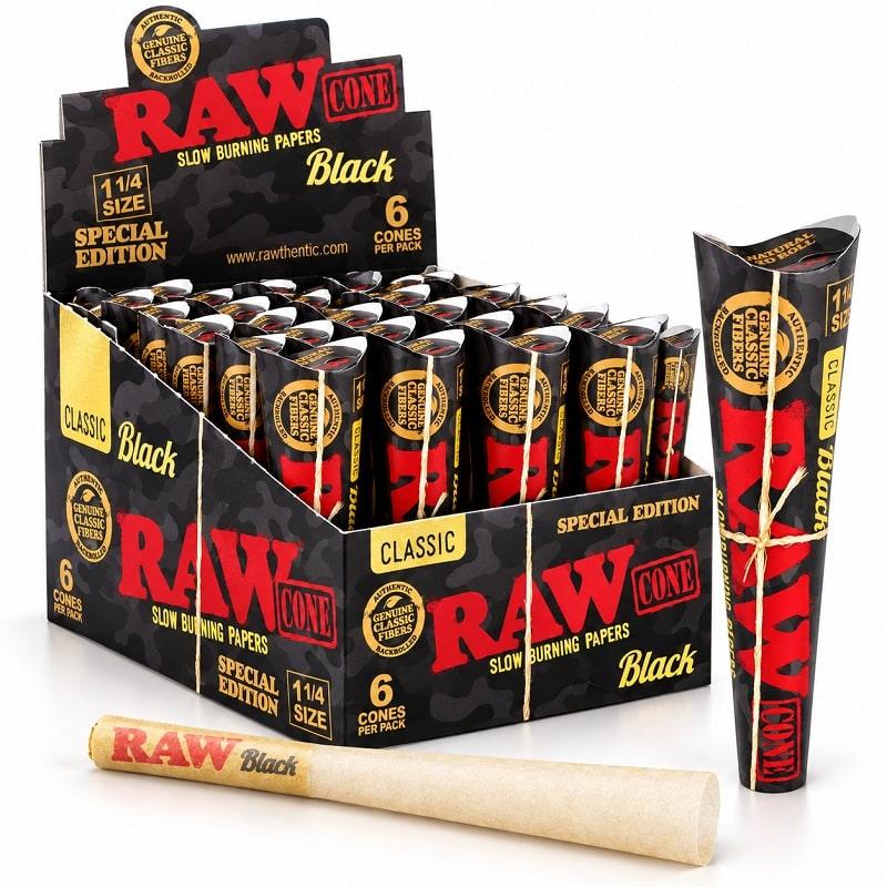 RAW® Camo Black Cone 6pk 1 1/4 – 32 – Display image