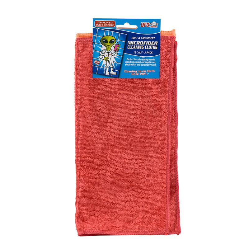 UFO Microfiber Cleaning Cloths, 12" x 12", 3 Pack, Soft & Absorbent image