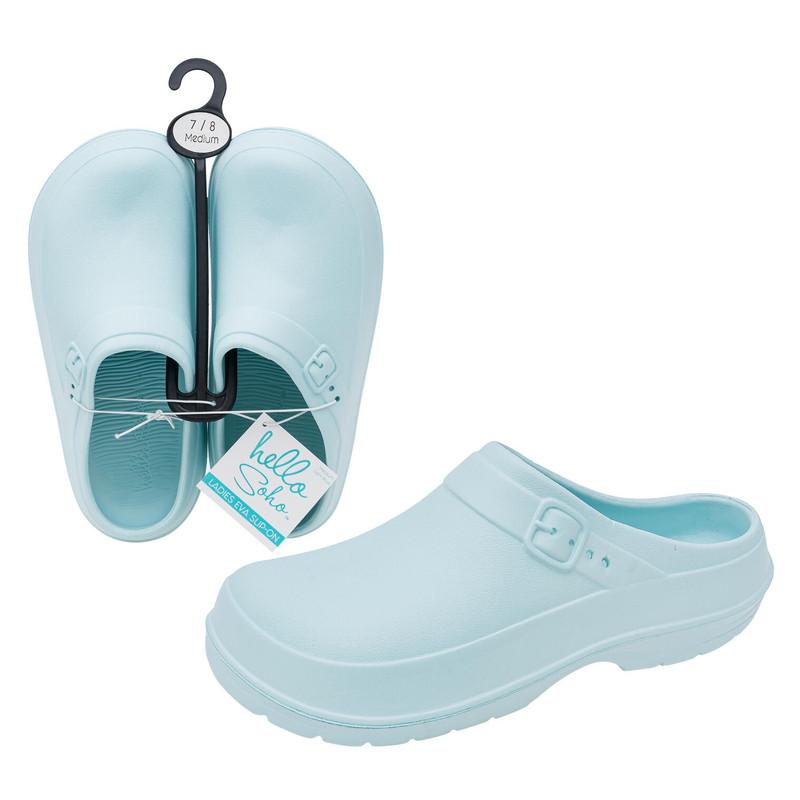 Ladies EVA Slip-On Clogs, Light Blue, Assorted Sizes image