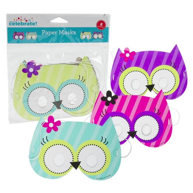 Party Paper Mask, Owl, 8 Count image
