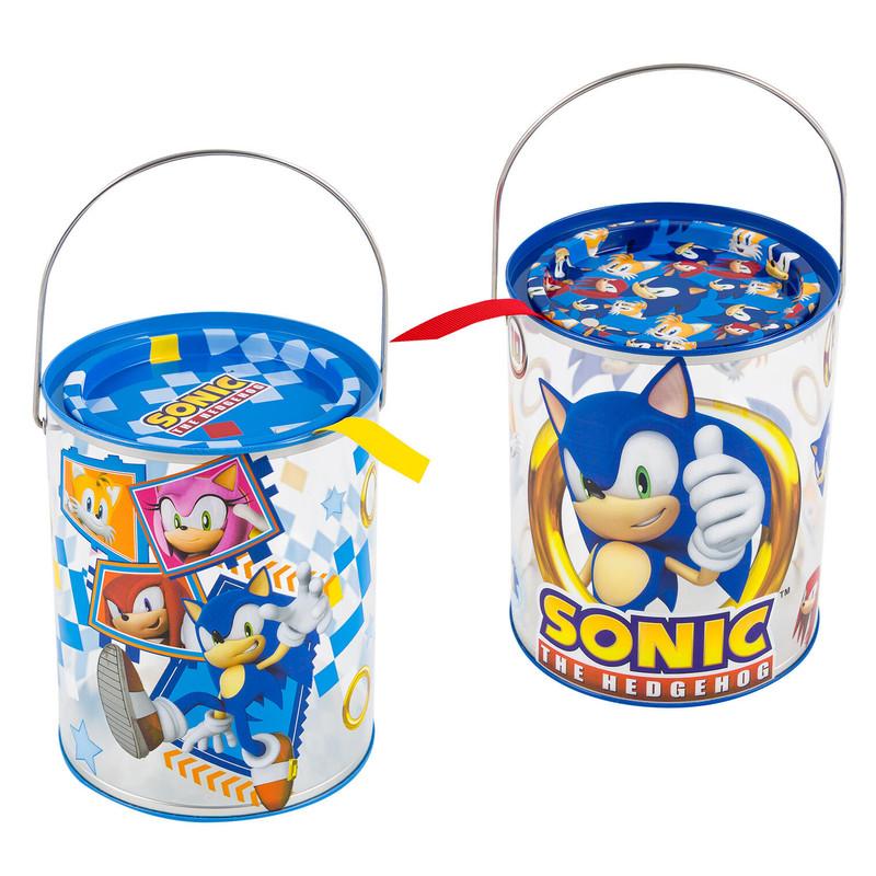 Sonic The Hedgehog Clear Gift Container with Handle and Tin Lid, 6.25"