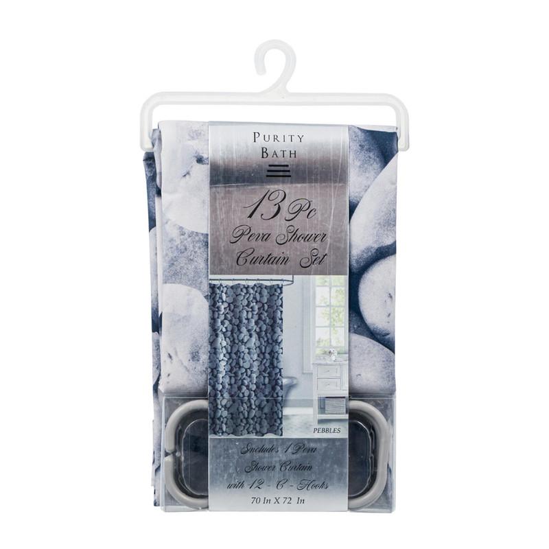 Purity Bath 13pc PEVA Shower Curtain Set, 70in x 72in, Pebbles image