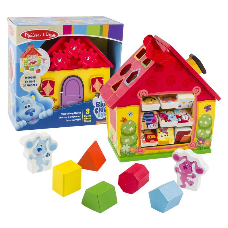 Melissa & Doug Blue's Clues & You Wooden Take-Along House Shape Sorter Activity Playset