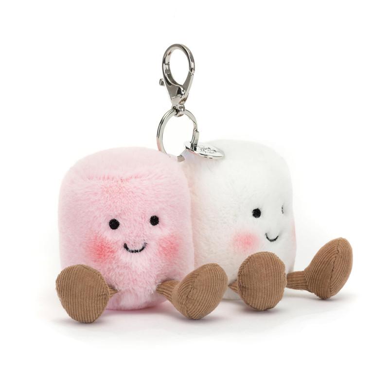 Jellycat Amuseables Pair of Marshmallows Bag Charm, 3.5 inches - Food Plush Keychain - Great Gift Idea image