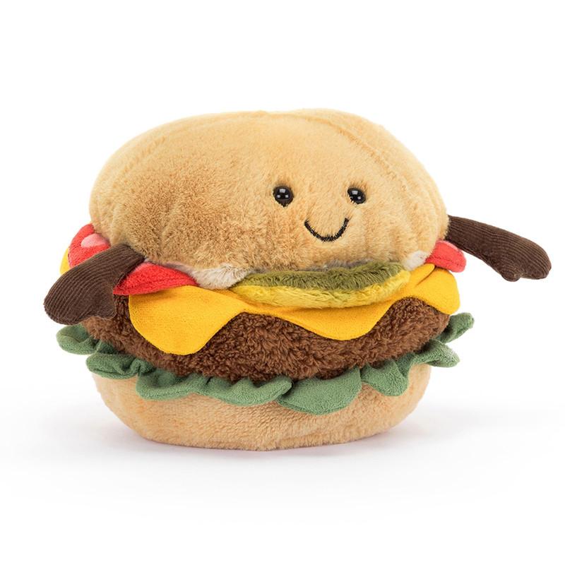 Jellycat Amuseables Burger Stuffed Toy, 4.5 inches - Food Plush - Fun Gift Idea image