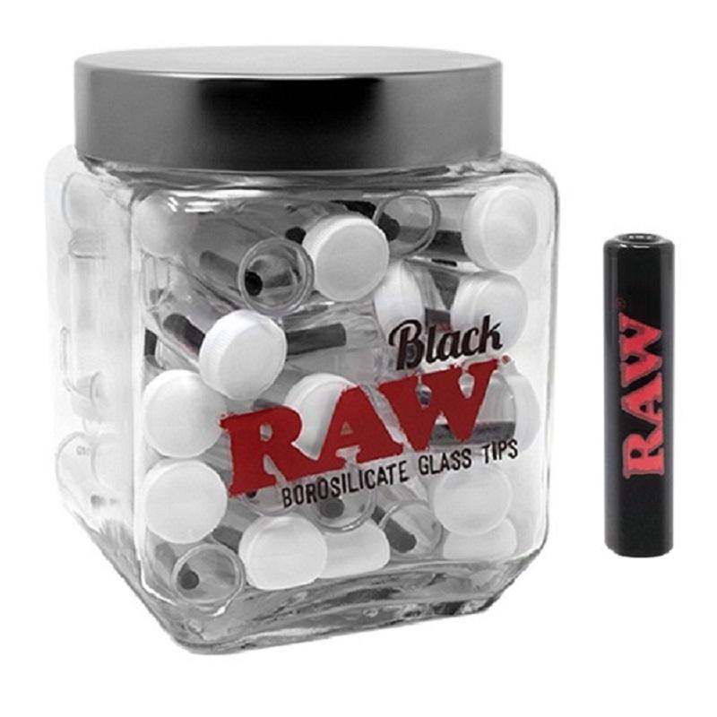 RAW® – Black Glass Tips – Jar of 50 image