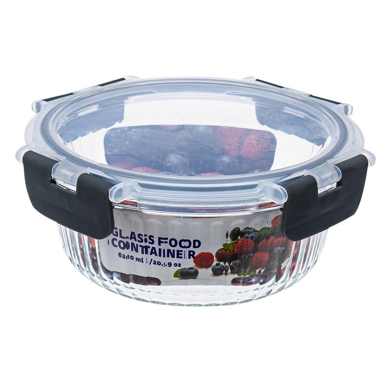 Glass Food Container, 620ml/20.9oz, Black Trim, Secure Lid image