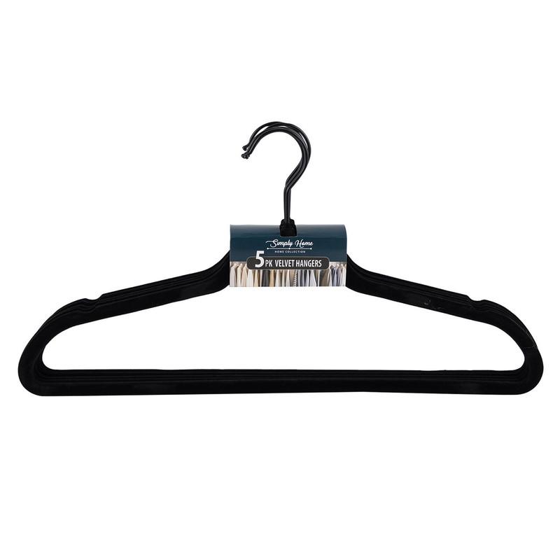 Simply Home Velvet Hangers - 18" - 5 Pack - Non-Slip - Black image