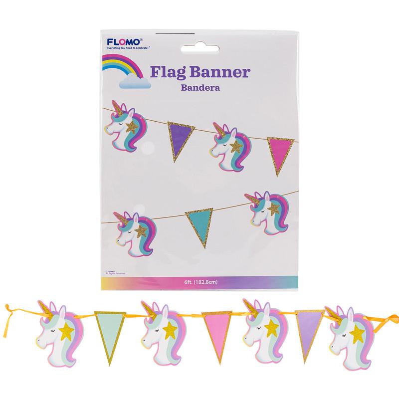 Flag Banner Unicorn with Glitter, 6ft image