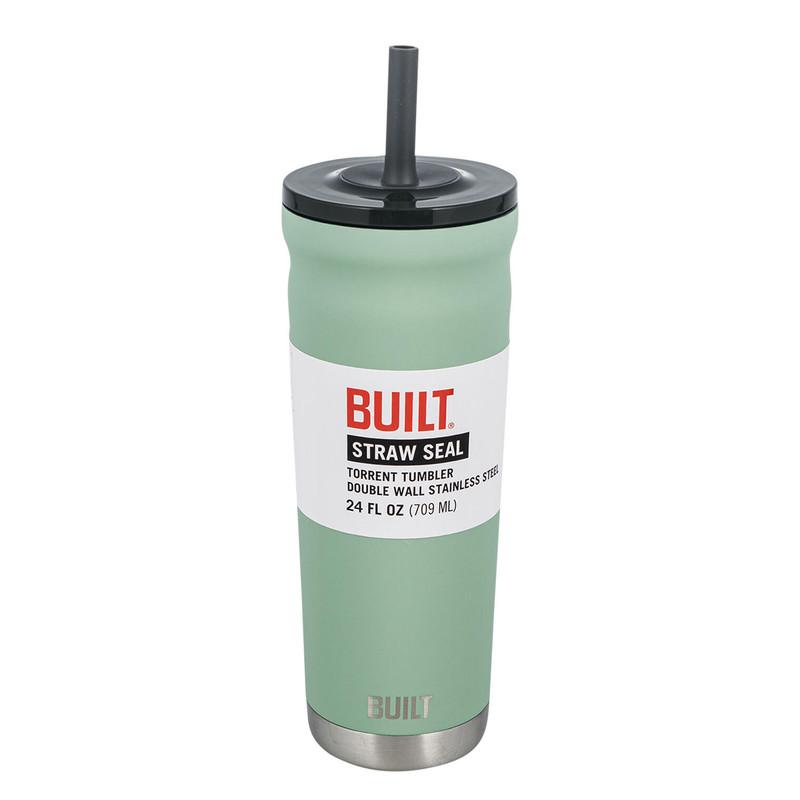 BUILT Torrent Tumbler with Straw Seal, 24 oz, Double Walled, Stainless Steel, Mint image