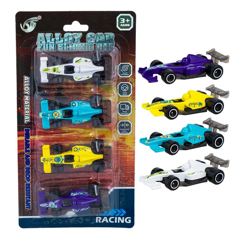 Alloy Fun Sliding Formula Racing Toy Cars, 4 Pieces image