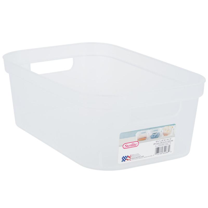 Sterilite Small Storage Plastic Bin with Carry Handles, 12", Clear image