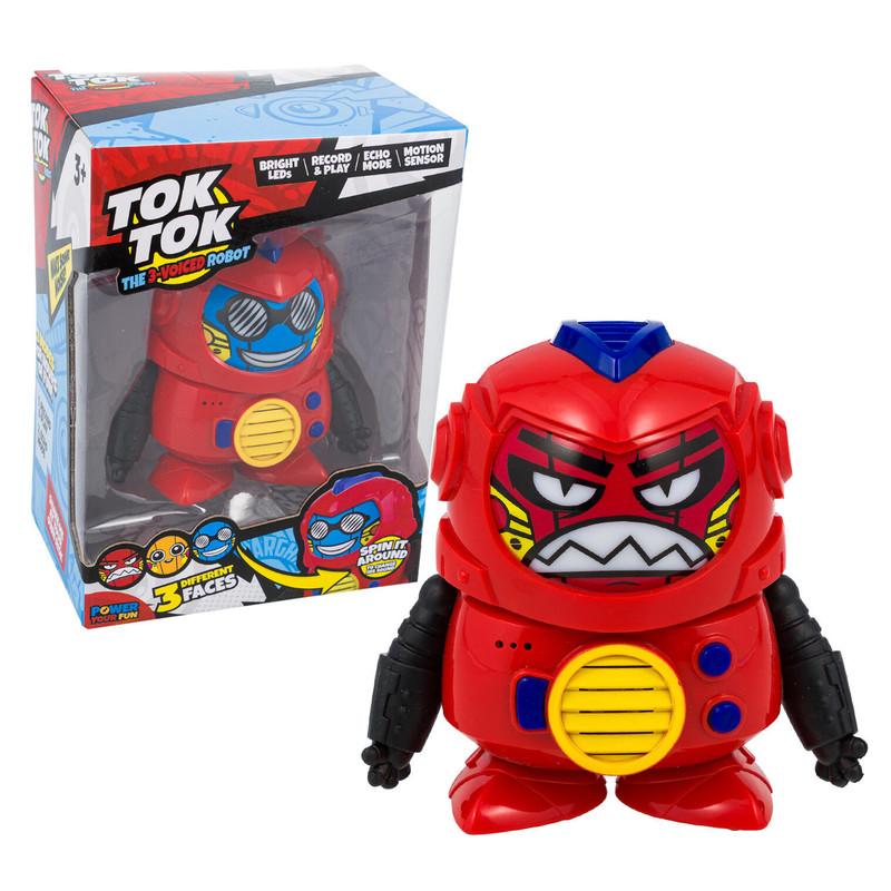 Tok Tok The 3-Voiced Robot Toy - Mini Talking Robots for Kids with 3 Different Faces, Red image