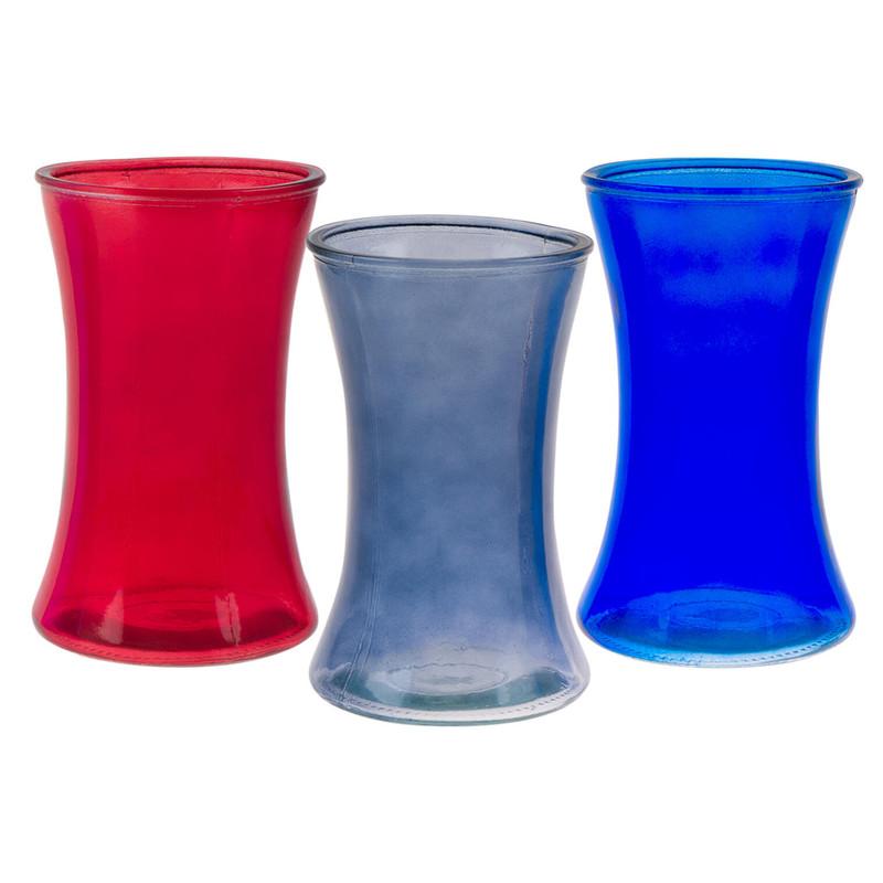 Glass Vase, 8" H, 3 Assorted Colors image