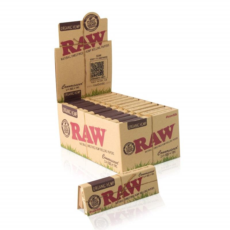 RAW® – Organic Connoisseur Rolling Papers 1¼ with Tips – 24 / Display image