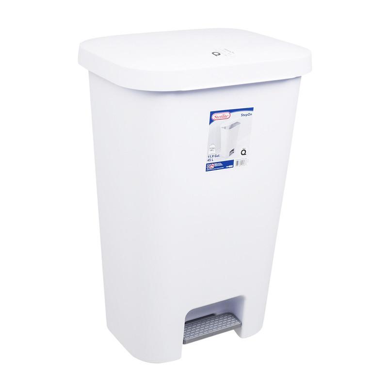 Sterilite Step On Wastebasket, 11.9 Gal, White image