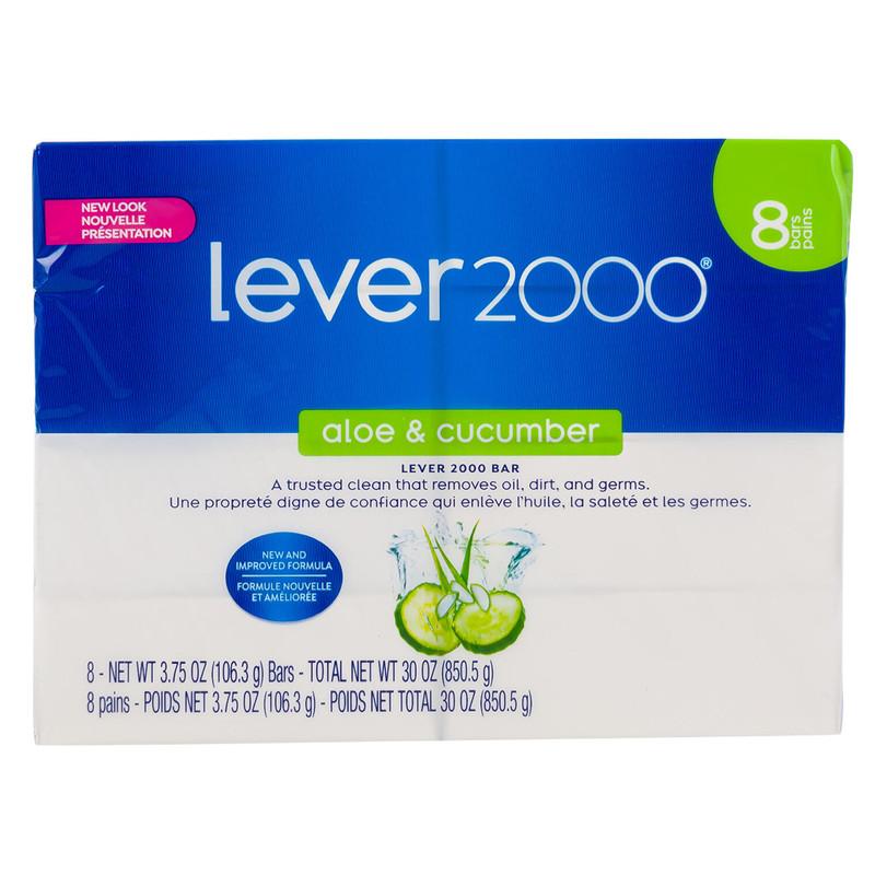 Lever 2000 Aloe & Cucumber Bar Soap, 8 Pack