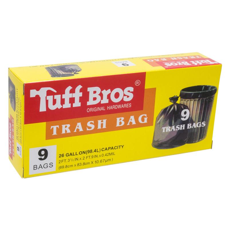 Tuff Bros Tall Kitchen Garbage Bags, 26 Gallon Capacity, 9 Count image