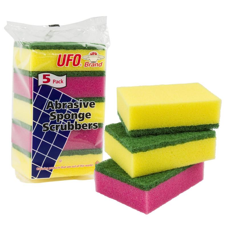 UFO Abrasive Sponge Scrubbers - 5 Pack - Assorted Colors
